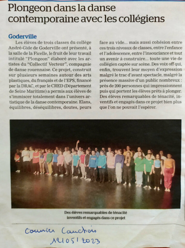article presse Plongeons goderville 2023 danse La ressaque Normandie